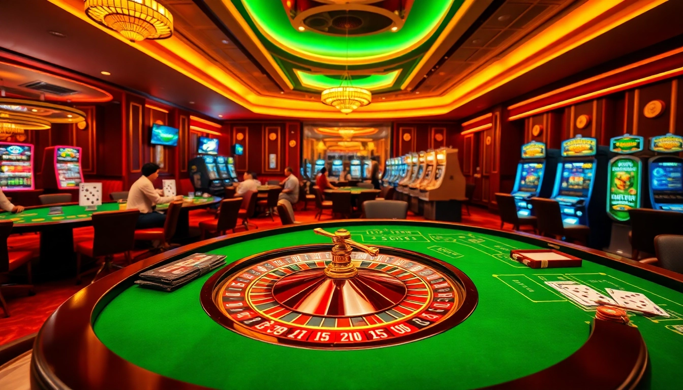 Experience the thrill of gaming at Nohu90's lively roulette table with colorful chips.